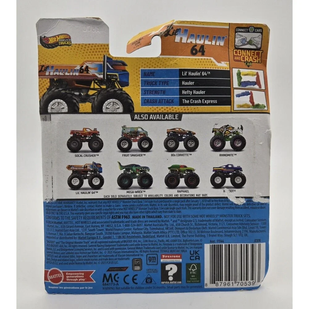 Monster Jam Lil Haulin 64 Diecast‎ Truck Crushed Car New Package Damage